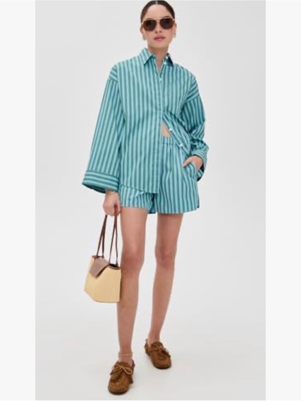 Madewell Striped Boxy Button-Up Shirt with Matching Shorts